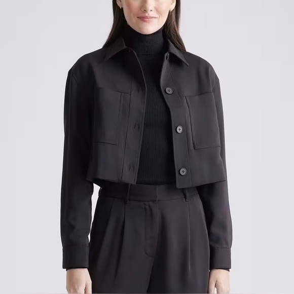 NWT Quince Stretch Crepe Cropped Jacket - Picture 1 of 6